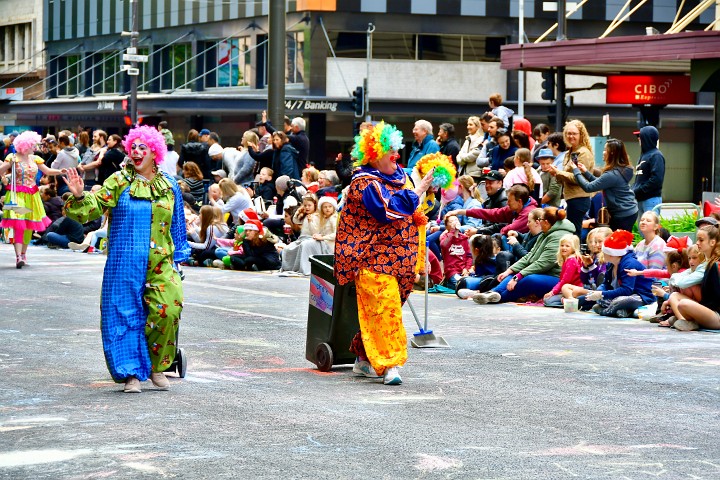 The Chalk Collecting Clowns at the Start of the Parade